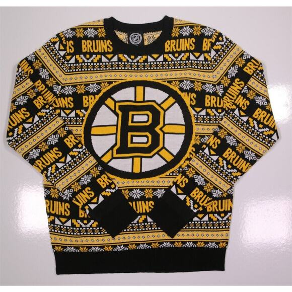 Boston Bruins NHL Ugly Sweater Party Knit Crewneck Men's Medium - Picture 1 of 6
